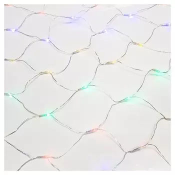 Гирлянда сеть 1х1,5м, прозрачный пвх, 96 LED мультиколор 215-119-6