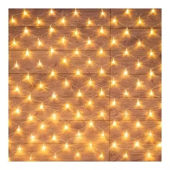 Гирлянда светодиодная сеть 1,5х1,5м,прозрачный пвх,150 теплый белый 215-126