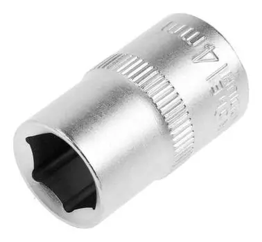 Головка торцевая шестигранная тундра, под квадрат 1/2", 14 мм, CrV