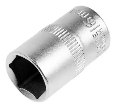 Головка торцевая шестигранная тундра, под квадрат 1/2", 16 мм, CrV
