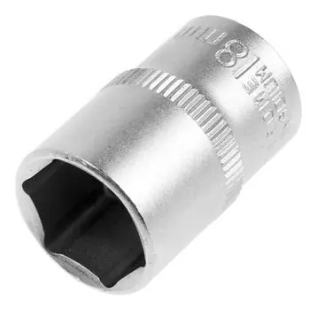 Головка торцевая шестигранная тундра, под квадрат 1/2", 18 мм, CrV