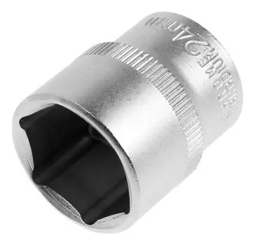 Головка торцевая шестигранная тундра, под квадрат 1/2", 24 мм, CrV