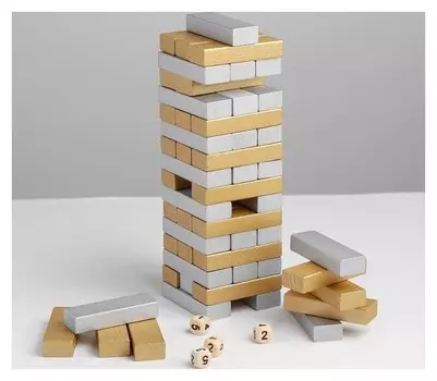 Головоломка дженга «Золото-серебро» 8×8×30 см
