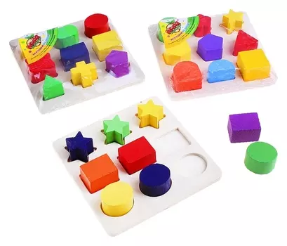 Головоломка Изучаем цвета и фигуры, 9 объёмных фигур