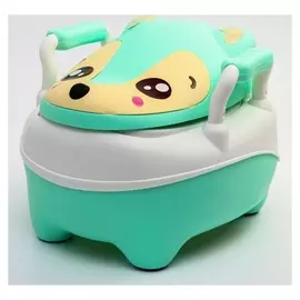 Горшок детский "Енотик", цвет белый/зеленый