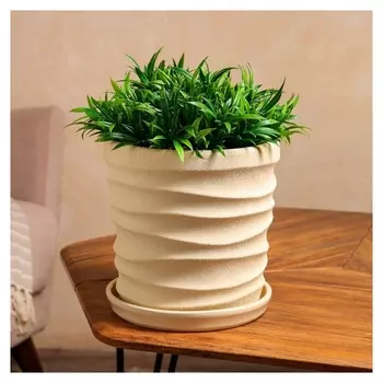 Горшок для цветов "Дюна", бежевый, шелк, керамика, 5 л