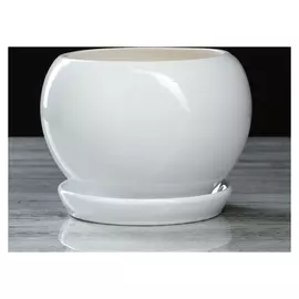 Горшок для цветов "Шар" глазурь 2 л, белое