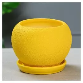 Горшок для цветов "Шар" щёлк 2 л, желтый