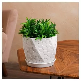 Горшок для цветов "Шестигранник", белый, шёлк, керамика, 2.5 л