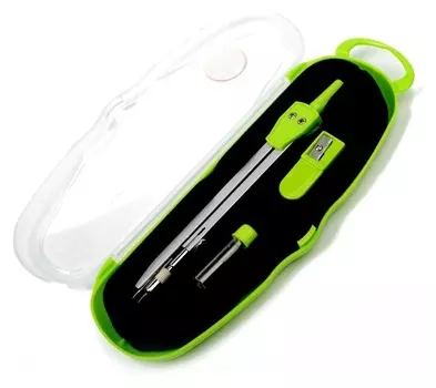 Готовальня 3 предмета (Циркуль, грифель, точилка), в пластиковом пенале