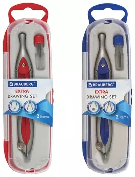 Готовальня Brauberg "Extra", 2 предмета (Циркуль 120 мм, грифель), в пенале, 210684