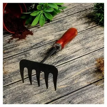 Грабли, длина 25 см, деревянная ручка