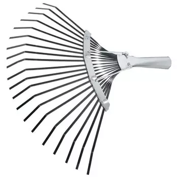 Грабли веерные стальные, 385 мм, 20 плоских зубьев, оксидированные, без черенка