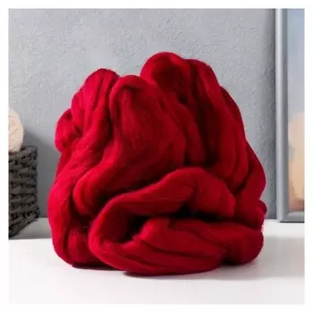 Гребенная лента 100% полутонкая шерсть 100гр (07 бордо)