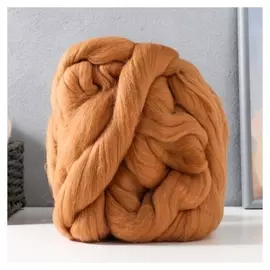 Гребенная лента 100% тонкая мериносовая шерсть 100гр (0606 темно-бежевый)