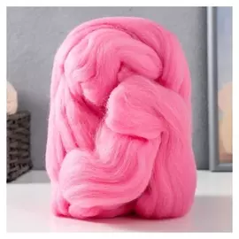 Гребенная лента 100% тонкая мериносовая шерсть 100гр (76 розовый бутон)