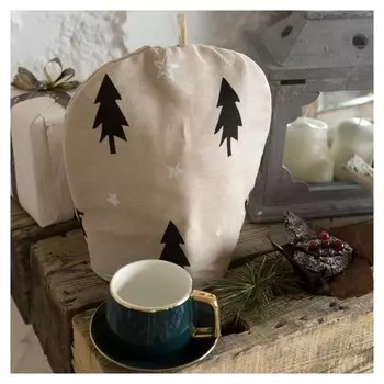 Грелка на чайник "Доляна" Christmas Mood 28х28см, 100%хл, рогожка 164 г/м2