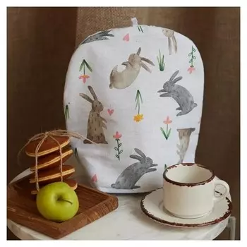 Грелка на чайник "Доляна" Fluffy Bunnies 28х28см,100% хл,164г/м2