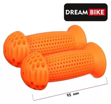 Грипсы 95 мм, Dream Bike, посадочный диаметр 22,2 мм, цвет оранжевый
