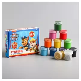 Гуашь 10 цветов + 2 цвета с блёстками