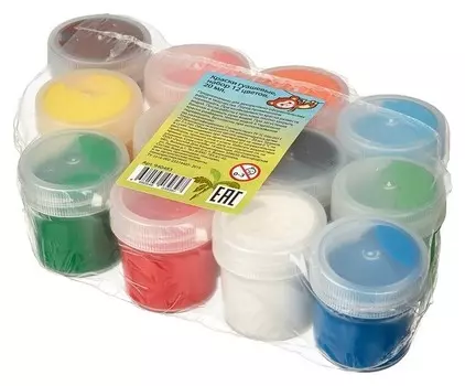 Гуашь 12 цветов в термоусадке, 20 мл