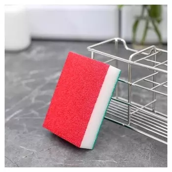 Губка чистящая абразивная, двухсторонняя, 10×7×2,5 см