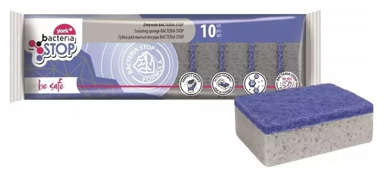 Губка для мытья посуды Bacteria Stop, 10 шт