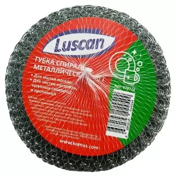 Губка мочалка спираль металлическая Luscan 110х110х40мм 40г