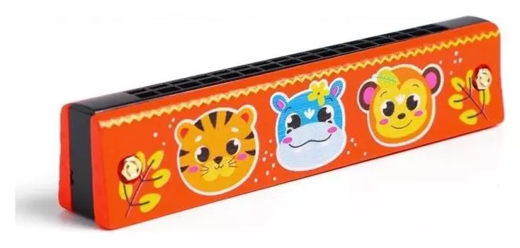 Губная гармошка «Зверята», цвет оранжевый