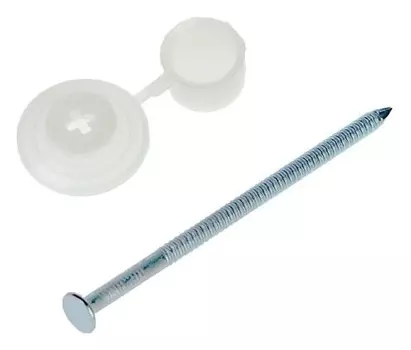 Гвозди для ондулина "Стройбат", 80 мм, с пластиковой шляпкой, бесцветные, 100 шт.