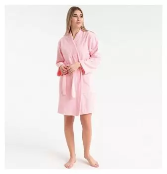 Халат махровый "Экономь и Я" женский р-р 46-48 нежно-розовый, 340 г/м2, хл.100% с Airo