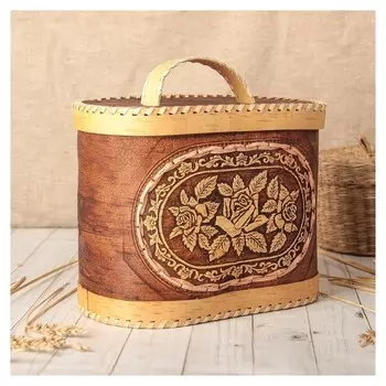 Хлебница «Розы», на 2 булки, 25×16×20 см, береста