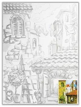 Холст на картоне с контуром Brauberg ART Classic, города, 30х40см, грунтованный, 100% хлопок, 190630