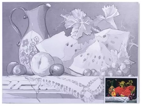 Холст на картоне с контуром Brauberg ART Classic, натюрморт, 30х40см, грунтов., 100% хлопок, 190626