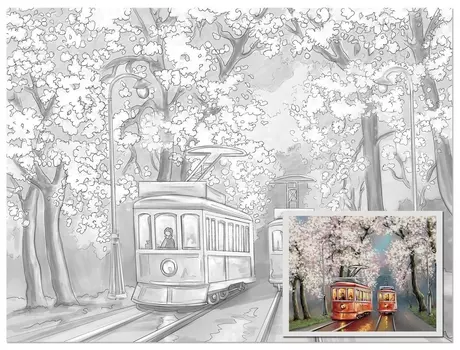 Холст на картоне с контуром Brauberg ART Classic "Улочки", 30х40см, грунтованный, хлопок, 191542