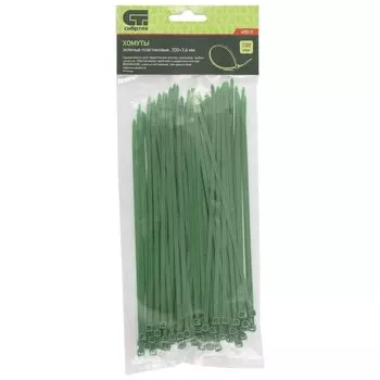 Хомуты, 200 X 3.6 мм, пластиковые, зеленые, 100 шт