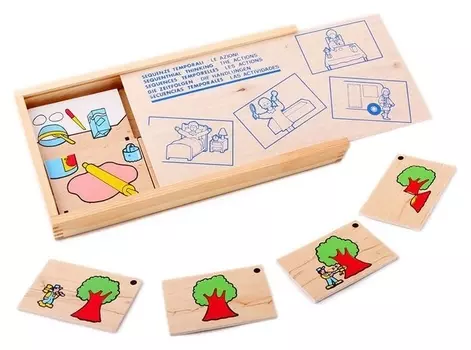 Игра детская деревянная домино "Последовательность действий"