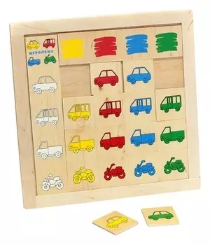 Игра детская деревянная "Найди гараж"