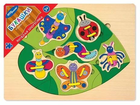 Игра из дерева "Весёлая шнуровка: Букашки"