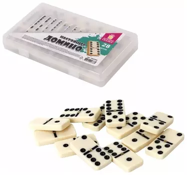 Игра настольная "Домино", пластиковый кейс, 17х10 см, золотая сказка, 662296
