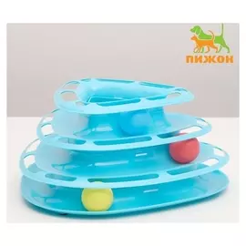 Игровой комплекс для кошек трехуровневый с шариками