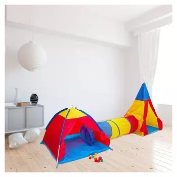 Игровой комплекс «Две палатки с туннелем», палатки: 96 × 116; 137 × 90 см, туннель: 144 × 48 см