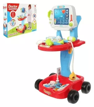 Игровой набор доктора в тележке «Лечим быстро», 17 предметов