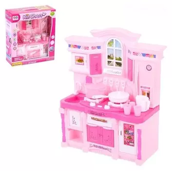 Игровой набор Стильная кухня, розовая, световые и звуковые эффекты