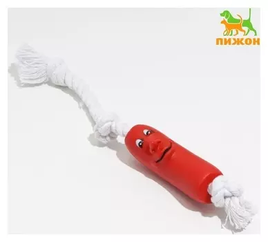 Игрушка "Брутальная сосиска на верёвке" для собак, 14 см