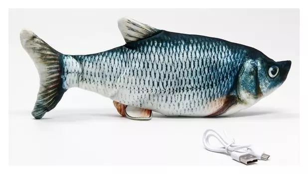 Игрушка для кошек "Подлещик" со светом с двигающимся хвостом и с Usb-зарядкой, 28 см