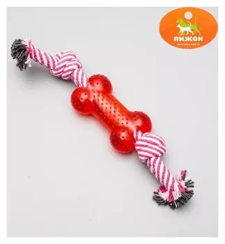 Игрушка канатная двойная с косточкой, до 90 г, до 26 см, микс цветов