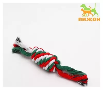 Игрушка канатная "Новогодняя плетёнка", малая, до 19 см, 25-29 г, белая/красная/зелёная