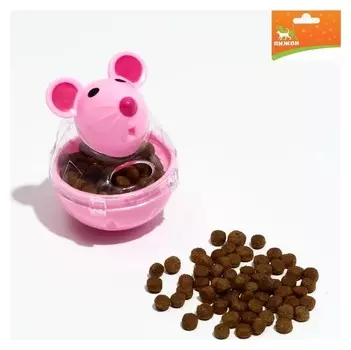 Игрушка-неваляшка "Мышка" с отсеком для лакомств (Лакомства до 1 см), 4,7 х 6,5 см, розовая 736446