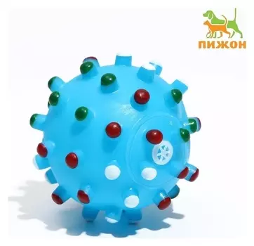 Игрушка пищащая "Бактерия" для собак, 6,3 см, голубая